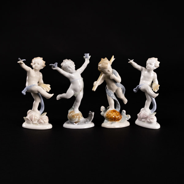 Figuriner, 4 st, Metzler & Ortloff, Tyskland, högsta 14 cm