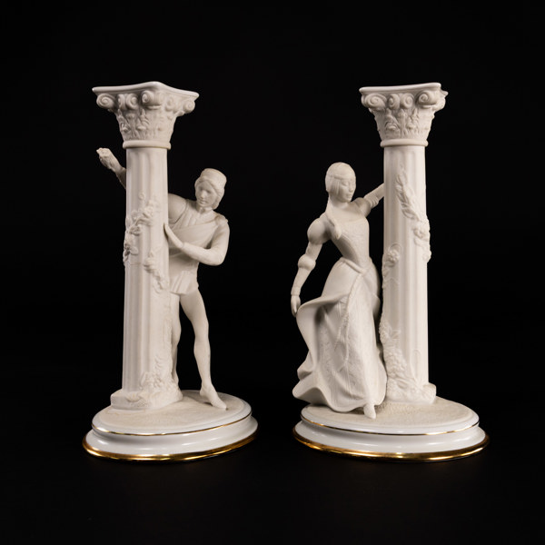 Ljusstakar, ett par, "Romeo & Julia", Franklin Mint, höjd 25 cm