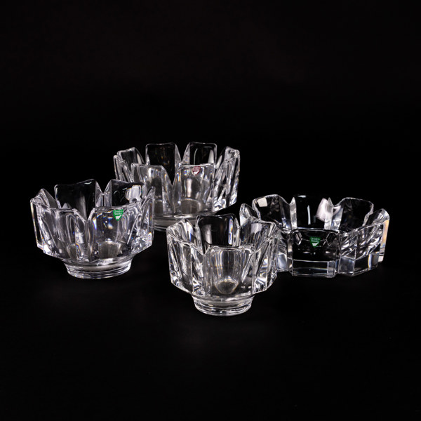 Lars Hellsten, skålar, 4 st, "Corona", Orrefors, största diameter 19 cm