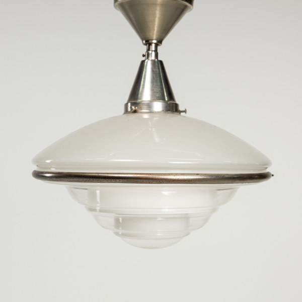 Taklampa, funkis, glas/metall, 40-tal, Ø 35 cm