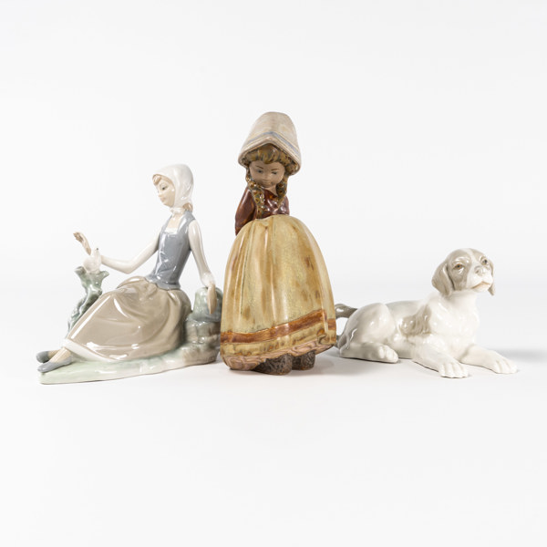 Figuriner, 3 st, Lladro, Nao, höjd 22 cm och mindre