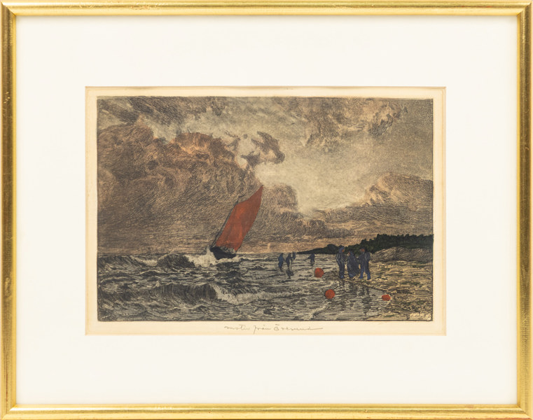 Erik Ekroth, etsning, "Öresund", 43x34 cm