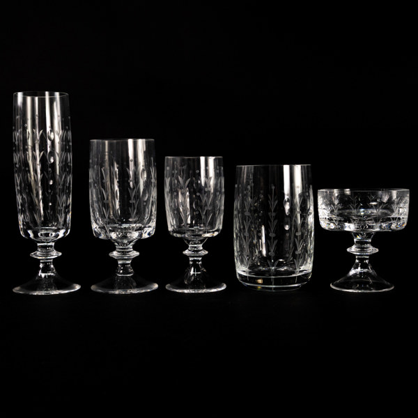 Glasservis, 24 delar, slipad dekor, sannolikt Tyskland