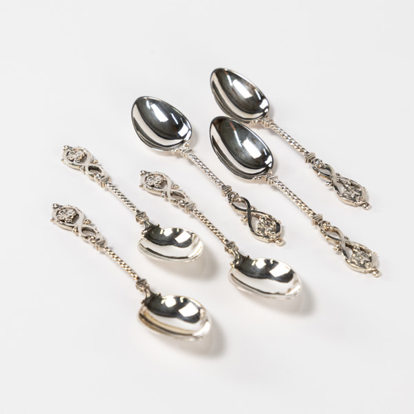 Kaffeskedar, 6 st, silver