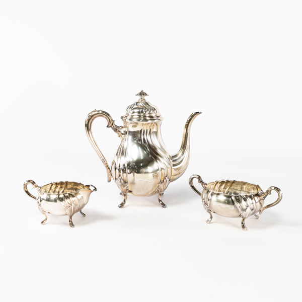 Kaffeservis, 3 delar, nysilver, högsta 24 cm