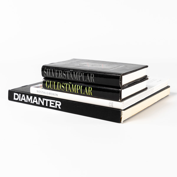 Böcker, 4 st, bl a "Diamanter", "Silverstämplar", m.m.