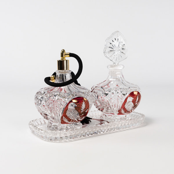 Parfymflakonger, fat, 3 st, Hofbauer, Tyskland, högsta 17 cm