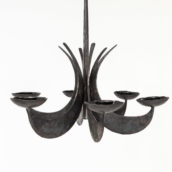 Lars Larsson, ljuskrona, sexarmad, smide, Ø 50 cm