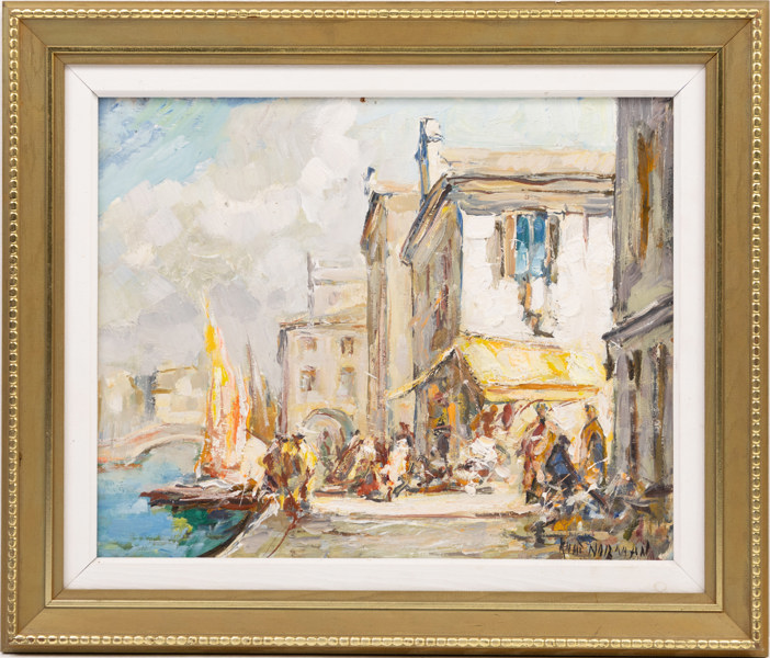 Knut Norman, olja på pannå, signerad, 52x45 cm