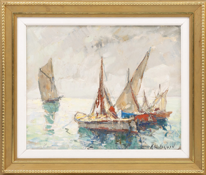 Knut Norman, olja på pannå, signerad, 52x45 cm