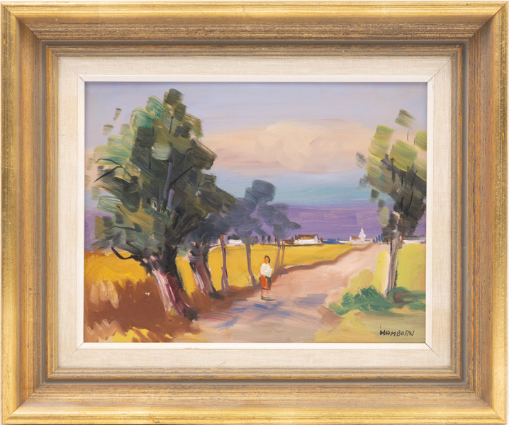 Axel Hamborn, olja på pannå, signerad, 49x41 cm