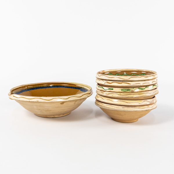 Skålar, 7 st, lergods, allmoge