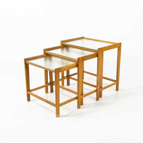 Satsbord, 3 delar, alm/glas, höjd 46 cm