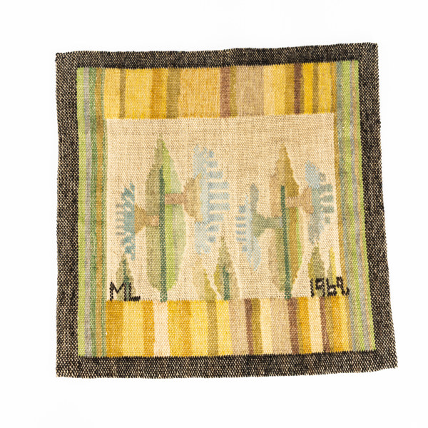 Magnhild Lundsten, vävnad, signerad ML 1962, 44x44 cm