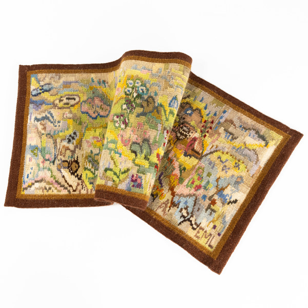 Edvin och Magnhild Lundsten, vävnad, signerad EML, 81x37 cm