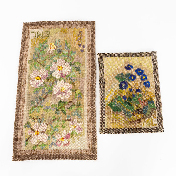 Magnhild Lundsten, vävnader, 2 st, signerade, största 26 x 48 cm