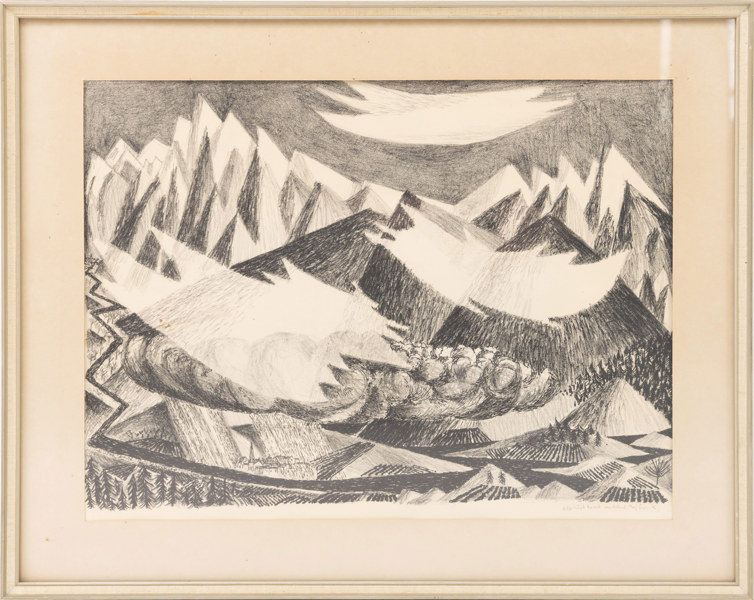 Oidentifierad konstnär, litografi, signerad, 56 x 45 cm