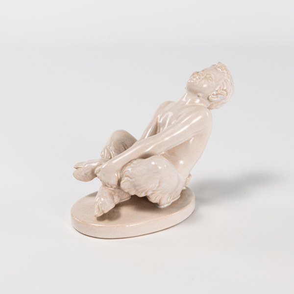 Figurin, faun, signerad "VA", höjd 10 cm